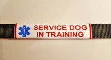Embroidered No Sew Dog Collar Leash Wrap Sleeve Cuff - SERVICE DOG IN TRAINING