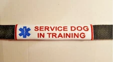 Embroidered No Sew Dog Collar Leash Wrap Sleeve Cuff - SERVICE DOG IN TRAINING 