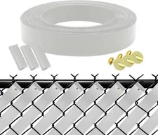 White View Blocking Privacy Tape Weave w/ bracket and Gold Fastener For Chain Li