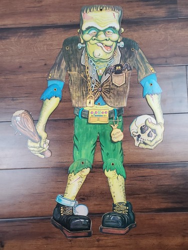 Lotto vintage anni '80 Amscan HALLOWEEN DIECUT DECORAZIONE articolato Frankenstein Witch Monster - Foto 2 di 9