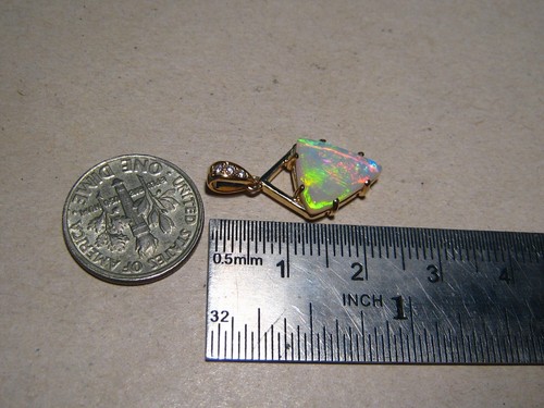 Colgante de ópalo y diamantes de 1,7 quilates, oro amarillo sólido de 18 k - Imagen 5 de 14