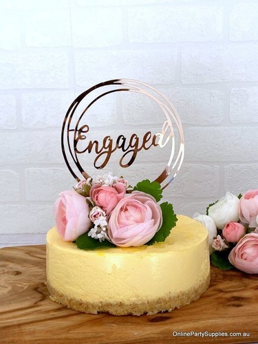 Rose Gold Acrylic 'Engaged' Geometric Cake Topper - Picture 3 of 3