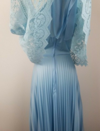 Vintage Bohemian Fashion Mexican Style Maxi Dress Long Lace Cape Goddess - Picture 5 of 9