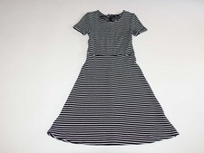 Madewell Women's A-Line Dress XS Short Sleeves Black White Stripes Striped E0890
