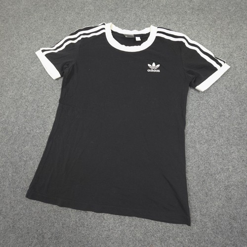 Adidas Shirt Womens 6 Black Short Sleeve trefoil cotton T-Shirt summer Size 6 - Picture 3 of 8