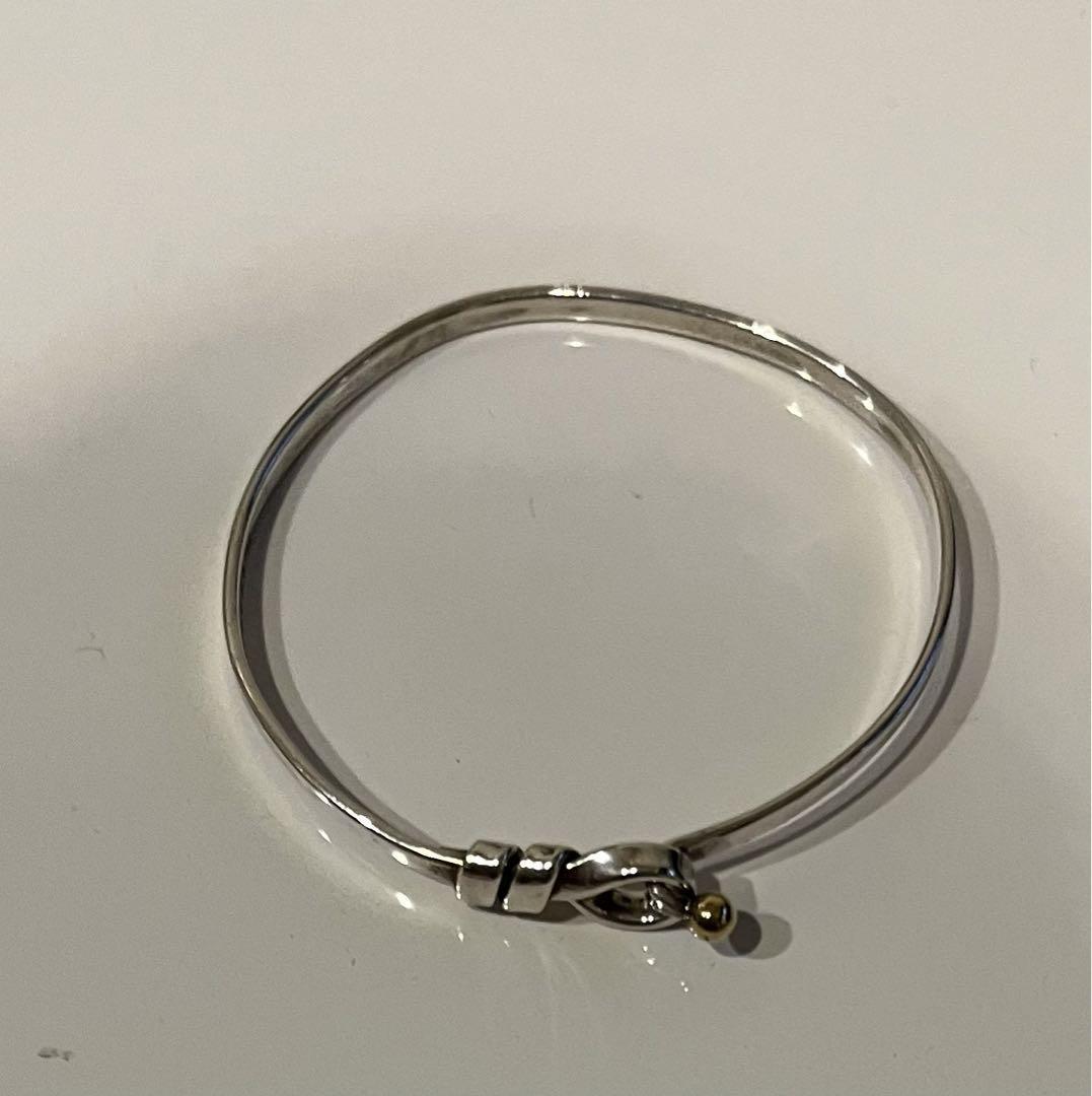 Tiffany & Co. Silver 925 K18 Hook & Eye Bracelet Bangle From Tiffany & Co. Silver 925 K18 Hook & Eye Bracelet Bangle From