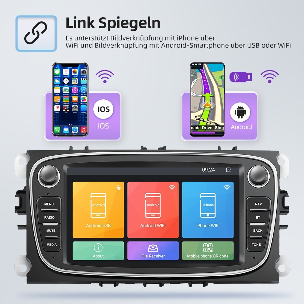Radio samochodowe do Ford Focus II MK2 Mondeo C/S-MAX Galaxy Android 10 GPS Nawigacja FM RDS - Zdjęcie 9 z 17