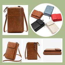 Brown Small Crossbody Bag Women Lady Leather Shoulder Cell Phone Bag Wallet 