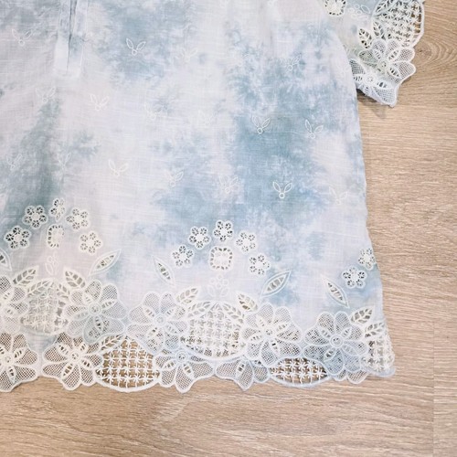 Anthropologie weiß blau gefärbte Boho Bauernbluse kurzärmelig XL - Bild 5 von 14