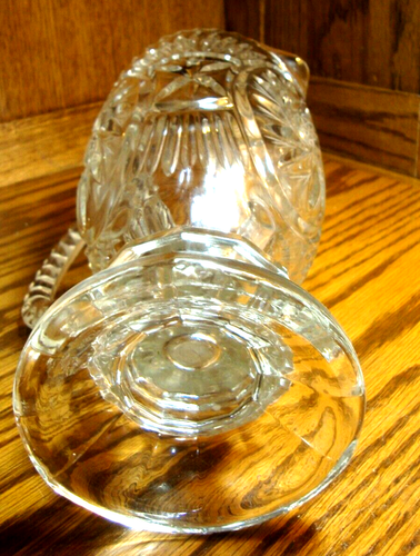Vintage schwerer Bleikristall geschliffen Glas Krug mit Griff 10" Made in Germany 653 - Bild 6 von 6