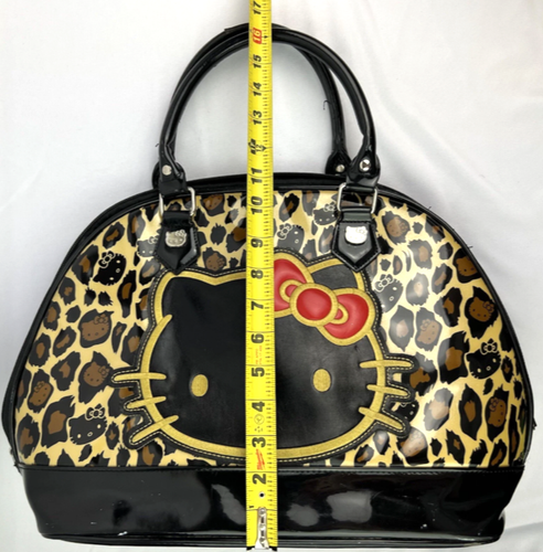 Bolso de mano grande Loungefly para mujer negro estampado de jaguar 1/2 luna 2 asas RARO - Imagen 10 de 14