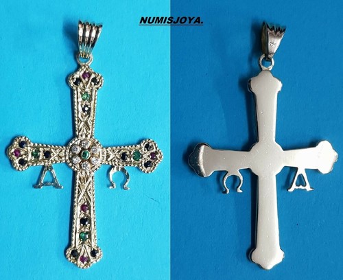 VICTORY CROSS (Asturias). 18k Brilliant Gold & Fine Stones. - Picture 2 of 3