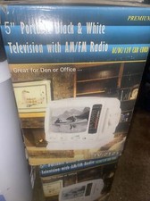 Vintage Spectra 5” Portable Black & White TV With AM/FM Radio White