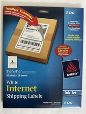 Avery 8126 Inkjet Printable Shipping Labels 5.5"x8.5"  White 50 Labels 25 Sheets