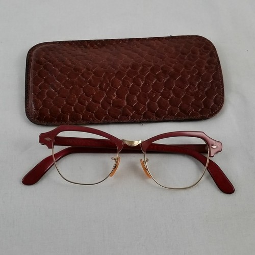 B&L "Cat Eye" - True Antique 12k Gold Fill Eyeglasses and Leather Case - Picture 2 of 11
