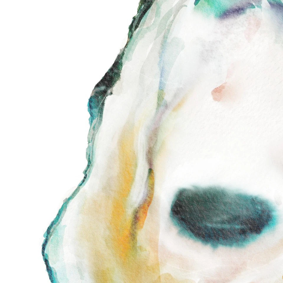 Impresión de póster de pintura de acuarela concha de ostra, arte de pared de playa grande decoración del hogar Foto 2 de 2