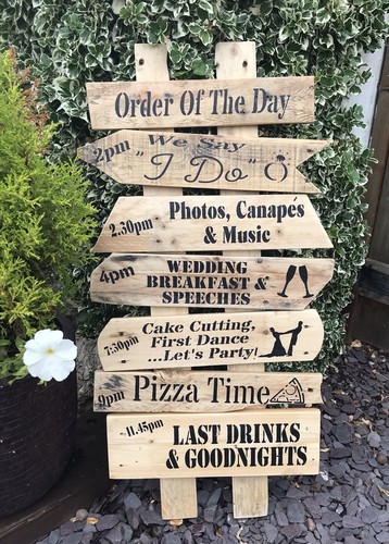Wedding Sign Post, Order Of The Day, Rustic Wedding Signs, Wedding Plan. - Picture 3 of 18