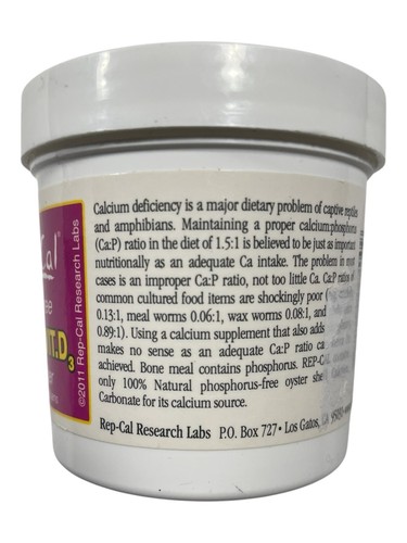 Rep-Cal Calcium With Vitamin D3 Powder - Reptiles & Amphibians - 3.3 oz -Ex 9/25 - Bild 3 von 4