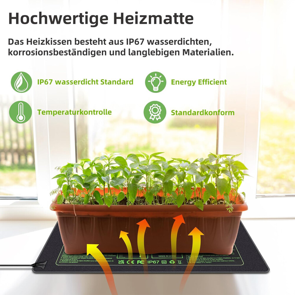 Sämling PflanzenHeizmatte Wärmematte mit Thermostatregler Terrarium Heizkissen