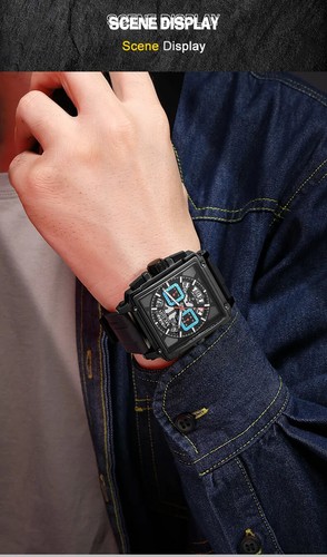 Sport Quartz Men's Watch Waterproof Luminous Wristwatch Date Blue Silicone Strap - Picture 12 of 18