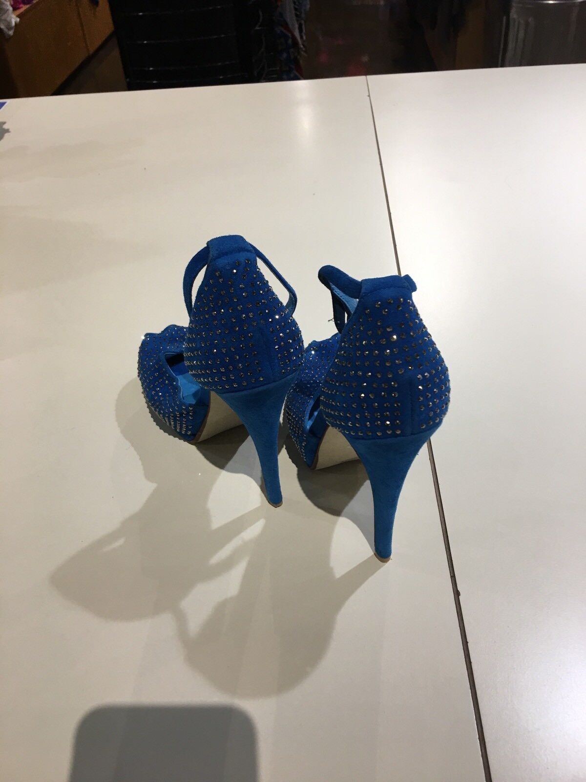 Jeffrey Campbell Midler Studded Heels Open Toe bluee bluee bluee Suede shoes Size 7.5 7b21be Jeffrey Campbell Midler Studded Heels Open Toe bluee bluee bluee Suede shoes Size 7.5 7b21be