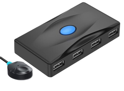 USB 2.0 Device Sharing Switch With 2 USB Inputs And 4 USB Outputs