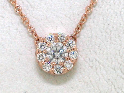 Brillant Anhänger 10Kt Rotgold Gold 10 Brillanten total 0,25ct Wesselton  Kette - Bild 1 von 4