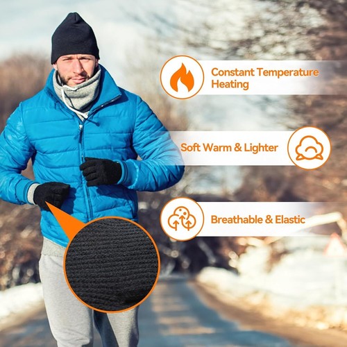 Electric Heated Gloves USB Rechargeable Touch Screen Warm Thermal Gloves Winter - Picture 5 of 13
