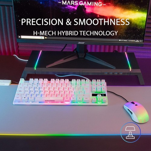 Mars Gaming MK02 White, Gaming Keyboard Spanish Language - Picture 2 of 5
