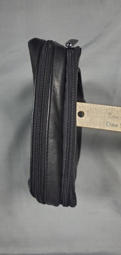Vtg Scully Black Leather Crossbody Clutch Short Top Handle Strap Organizer Bag - Picture 10 of 22