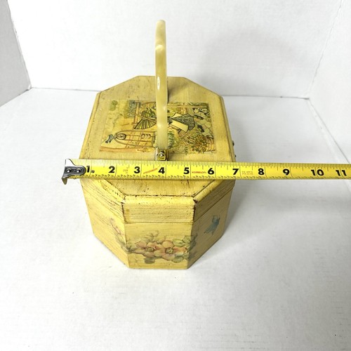 Vintage Decoupage Holly Hobbie Handtasche Schminkkoffer Aufbewahrungsbox Lack Achteck - Bild 18 von 19
