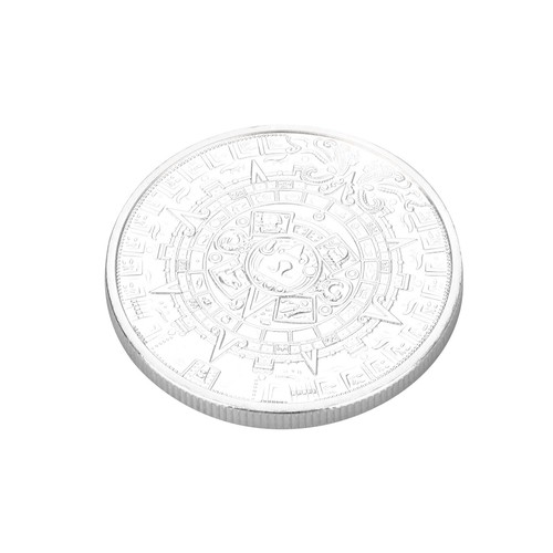 Maya Calendar Plated Coin Souvenir Mayan Aztec Badge Pin Mexico Gift Silver - Picture 8 of 12