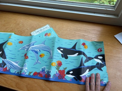 Domestications Wallpaper Border Whales Dolphins Ocean Water 9” X 9 Yards Read - Picture 2 of 5