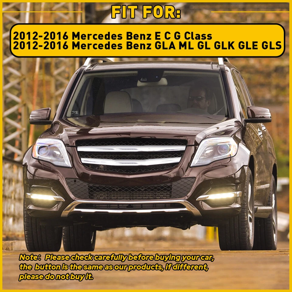 Cubierta de botón del volante negra A para Mercedes Benz Clase E C G 2012-2016 Foto 4 de 4