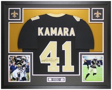 Alvin Kamara Autographed & Framed Black New Orleans Jersey Auto Beckett Cert