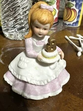Vintage 1970s Lefton China Hand Painted Age 8 Birthday Girl Bisque Figurine