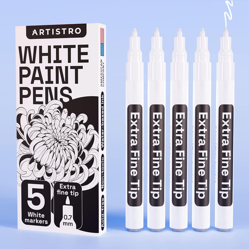 5 White Paint Pen for Rock Painting, Stone, Ceramic, Glass, Wood, Tire, Fabric,