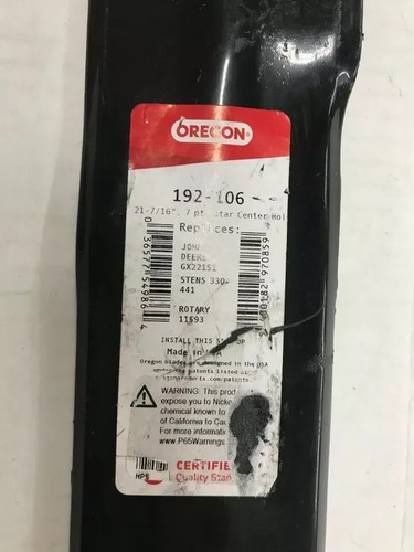 Qty 2, 21 7/16" Oregon 192-106, 92-106 Lawn Mower Blades for 42" Rotary 15-11593 - Picture 2 of 2