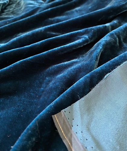 Teal Green Silk Velvet Fabric by the Yard, 1/2 Yard and 1/4 Yard - Picture 3 of 4