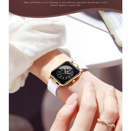 OLEVS Women Luxury Waterproof Silicone Strap Square Dial Business Wristwatches - Picture 14 of 24