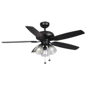 Hampton Bay Rockport 52" LED Brushed Nickel Ceiling Fan - Black