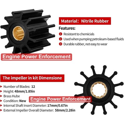 Pump Impeller For Volvo Penta 21951354 21951352 3842786 21213664 Indmar S685007 - Picture 3 of 14