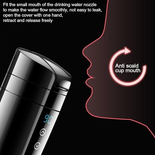 12V Heating Cup Travel Car Smart Temperature Control Coffee Mug Electric Kettle - Picture 7 of 12