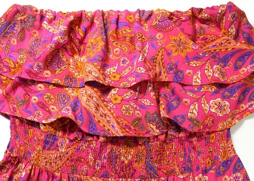 1. STATE BEACH Strapless Smocked Coverup Dress Size XL Pink Multi Retail $69 - Picture 5 of 6