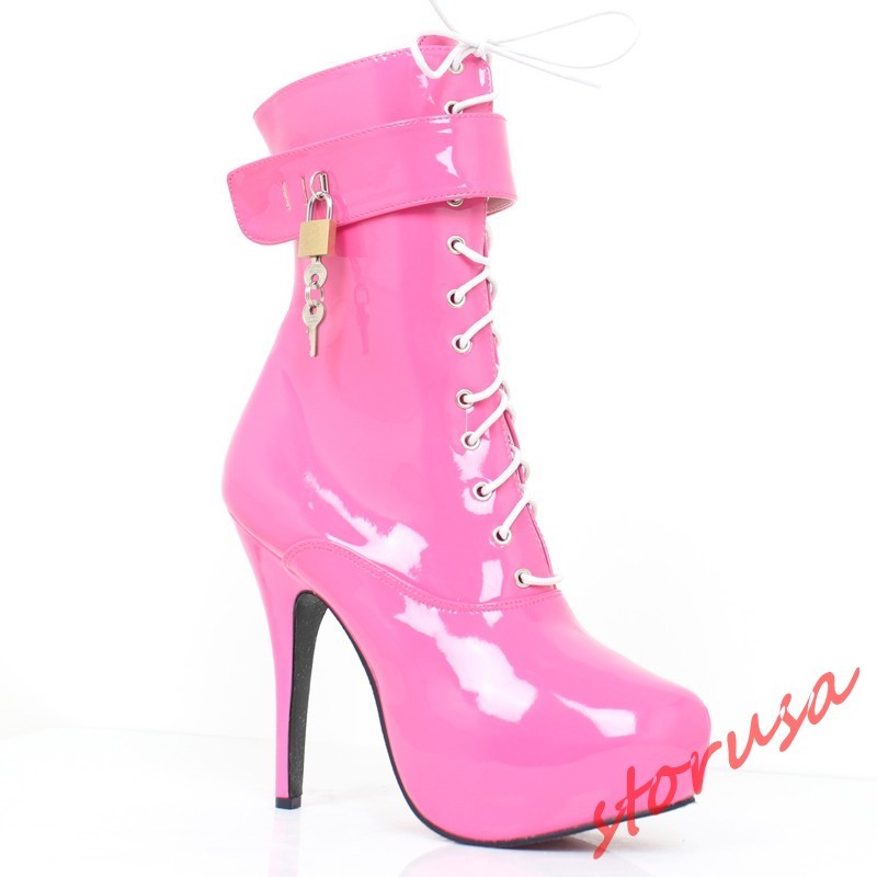 Unisex 15cm High heel Platform Lace up Bootie Patent Nightclub Nightclub Nightclub Ankle Boots shoes f93ebd Unisex 15cm High heel Platform Lace up Bootie Patent Nightclub Nightclub Nightclub Ankle Boots shoes f93ebd