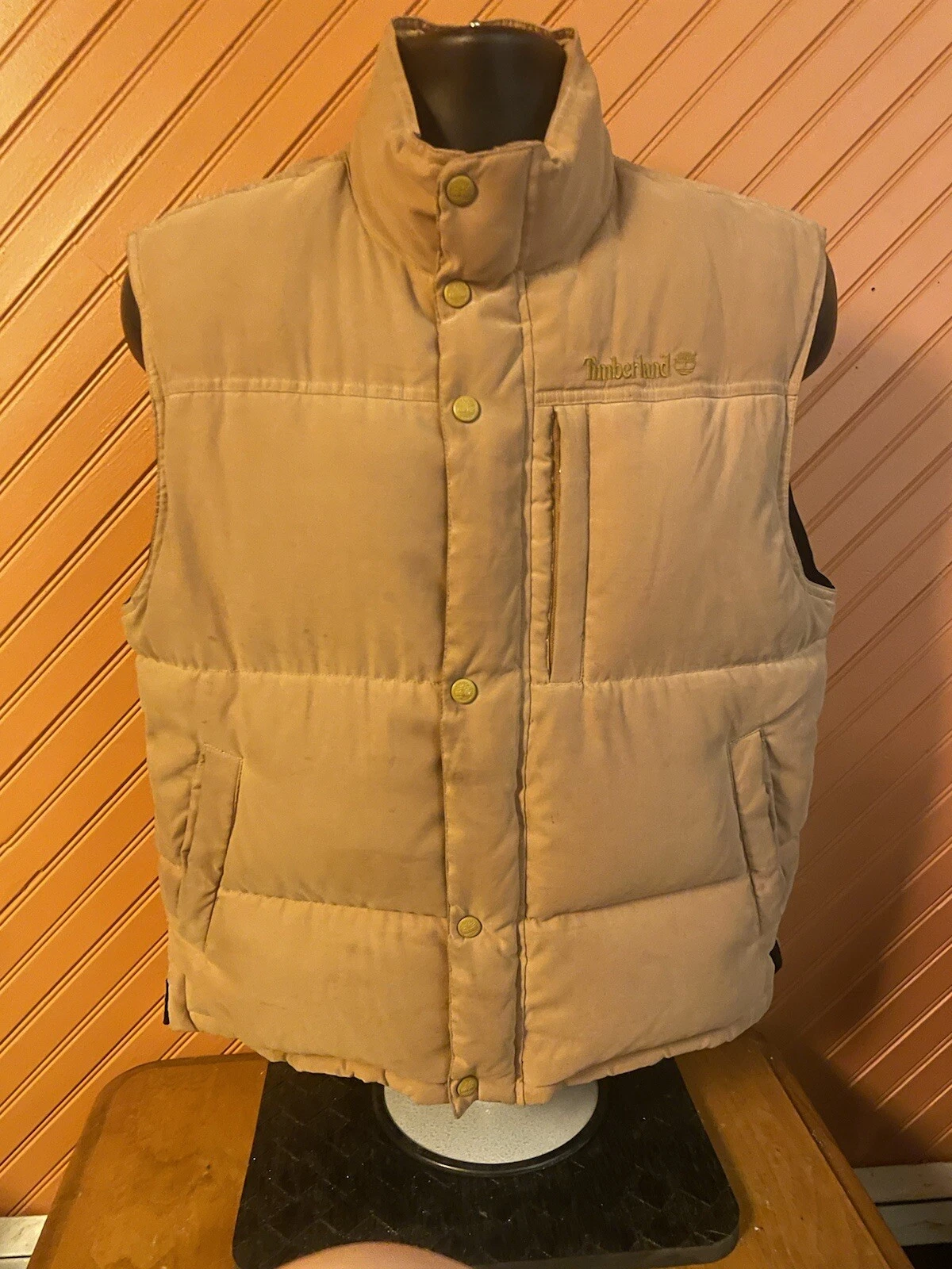 Timberland Vintage Vest Men's Puffer Duck Down Full Zip Size Small