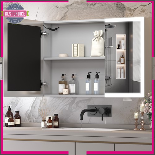 39" x 23" LED Bathroom Medicine Cabinet w/ Lighted Mirror Anti-Fog Touch Sensor - Picture 10 of 13