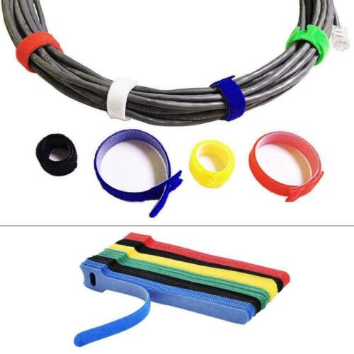 100 Cable Straps black Wire Cord Hook Loop Ties Reusable Fastening Organizer-Lot - Picture 8 of 23