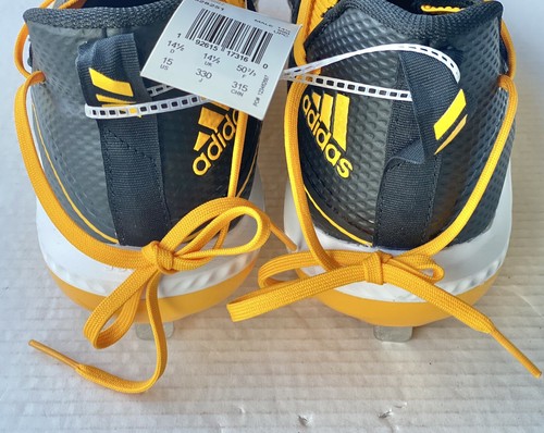 Men Size 15 Black Yellow Adidas Icon V Bounce Metal Cleats Baseball Shoes G28251 - Picture 4 of 5