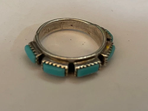 Ring silver Zuni Petit Poin Paloma Turquoise Indian Suthwestern Native American